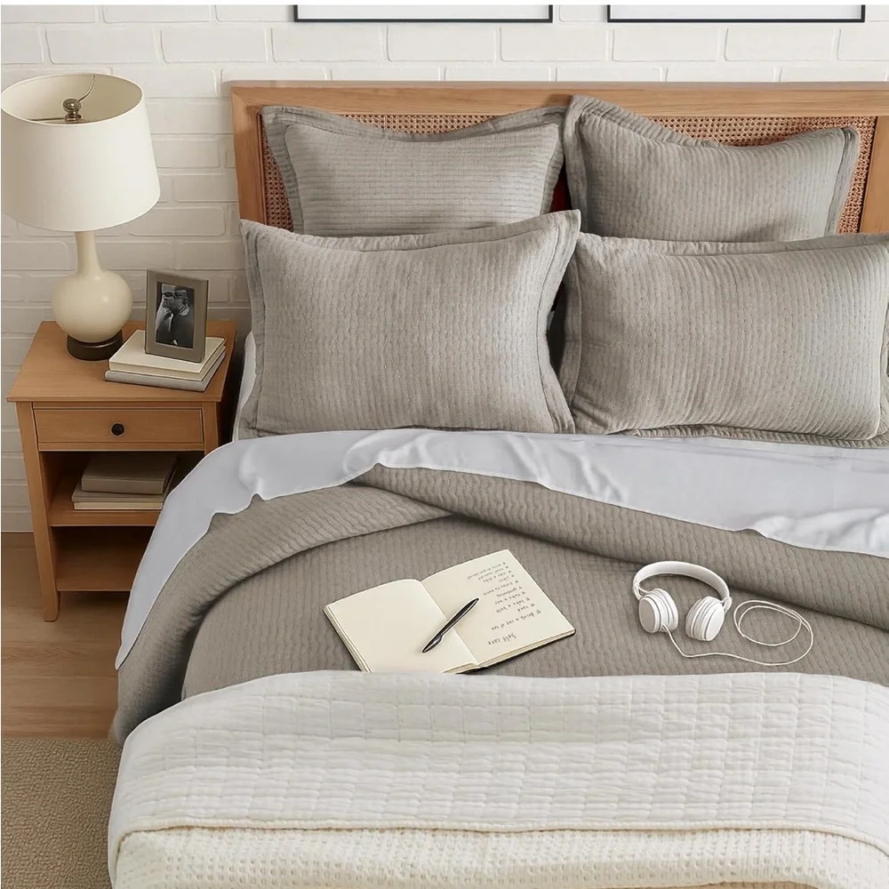 Levtex Home Reede Muslin Cream Duvet Cover Set with Shams King